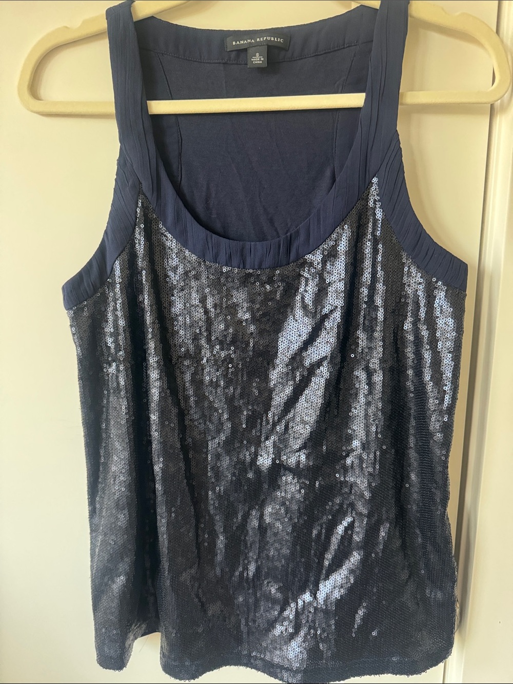 Banana Republic Navy Sequin Tank Top